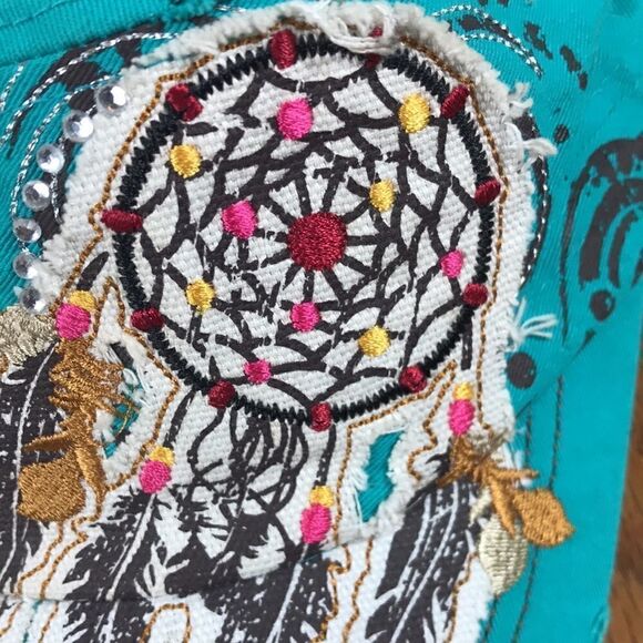 The Alabama Girl Turquoise Rhinestone Dreamcatcher Hat Rustic OSFM EUC - Picture 3 of 6